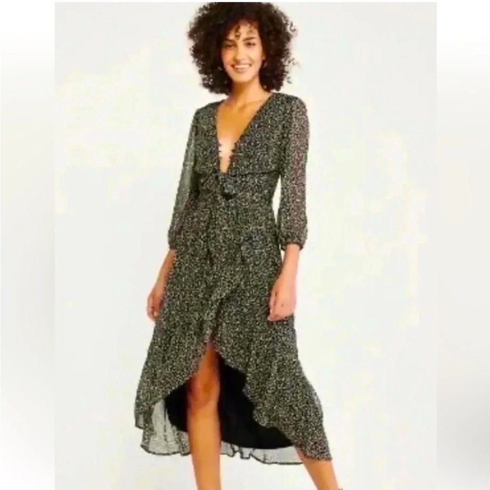 Abercrombie & Fitch Long Sleeve Floral Midi Dress Black Size S